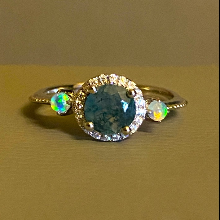 Moss Agate Opal Ring